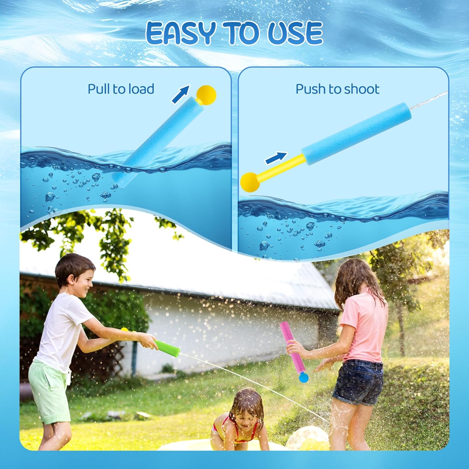 Thumbnail 2 de JOYSINTOY Water Guns for Kids – 6 Pack Foam Water Blasters for Outdoor Fun