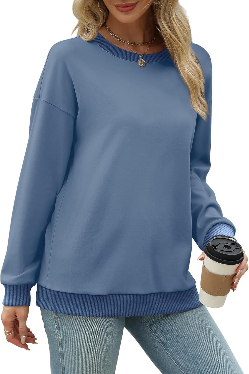 Detalle de Saloogoe Women's Sweatshirt Crewneck