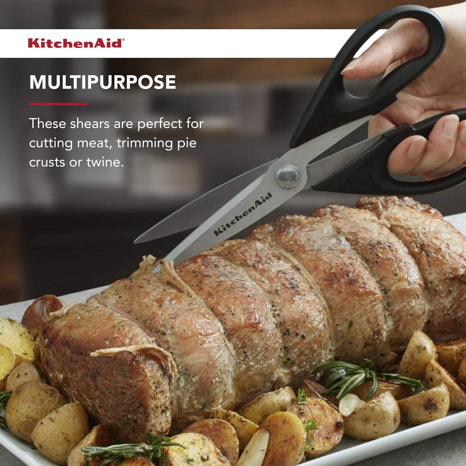 Thumbnail 4 de KitchenAid All Purpose Kitchen Shears with Protective Sheath (Dishwasher Safe) — Durable Stainless Steel, Soft-Grip Handle, Black