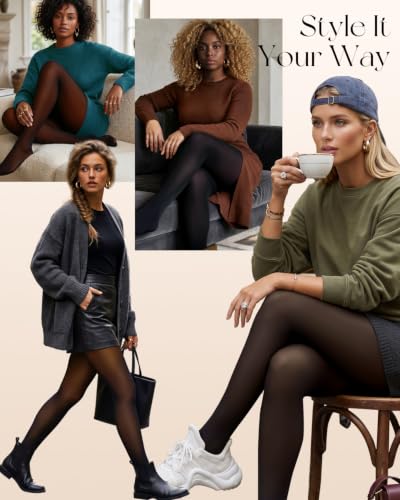 Detalle 2 de Tyusatu Fleece-Lined Thermal Tights with V-Shaped Waist and Sheer Finish