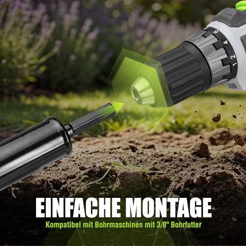 Detalle de WORKPRO Erdlochbohrer-Set 2 Stück (8x30 cm + 4x22 cm) für Bohrmaschinen ab 10 mm