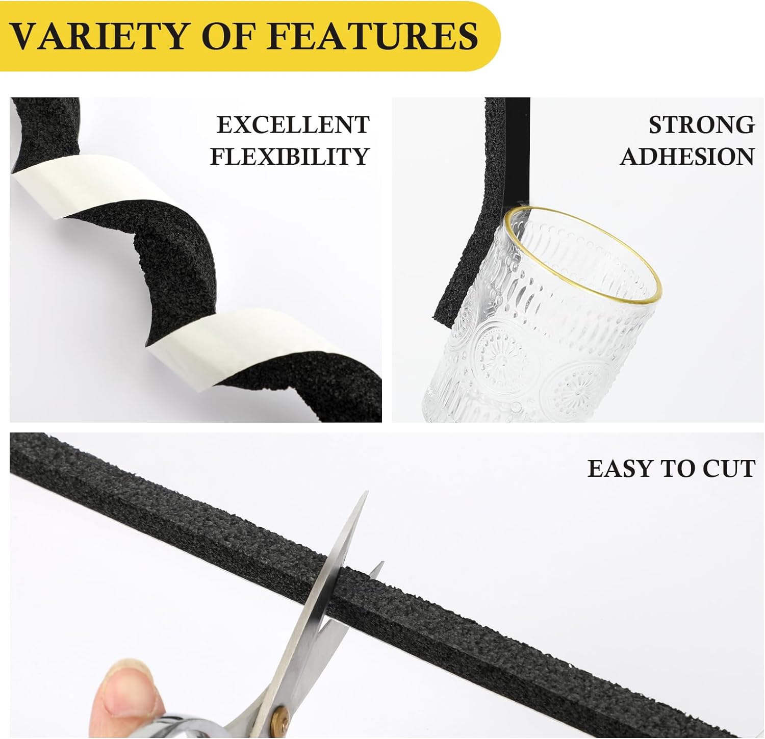 Thumbnail 4 de fowong Door Draft Excluder Strip — 8m total foam weather sealing (4 rolls) for doors & windows