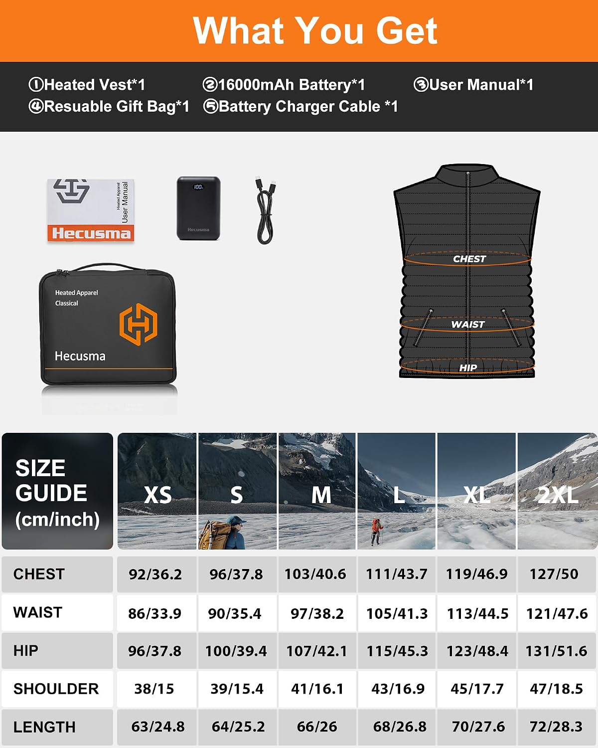 Detalle 2 de Hecusma Fleece Heated Vest Women 16000mAh battery