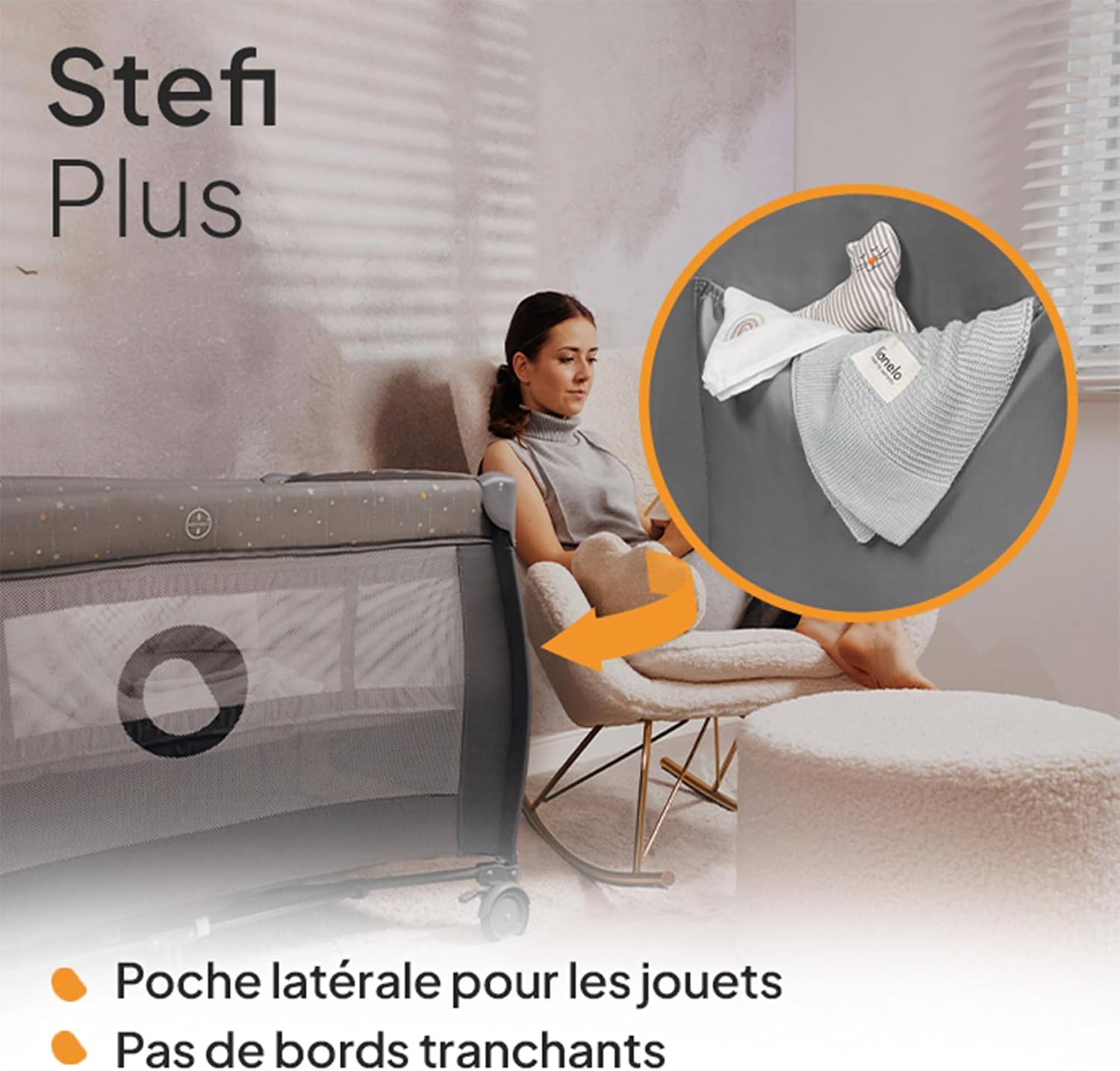 Thumbnail 5 de LIONELO Stefi – Lit bébé 120 x 60 cm jusqu'à 15 kg avec entrée latérale et LockGuard