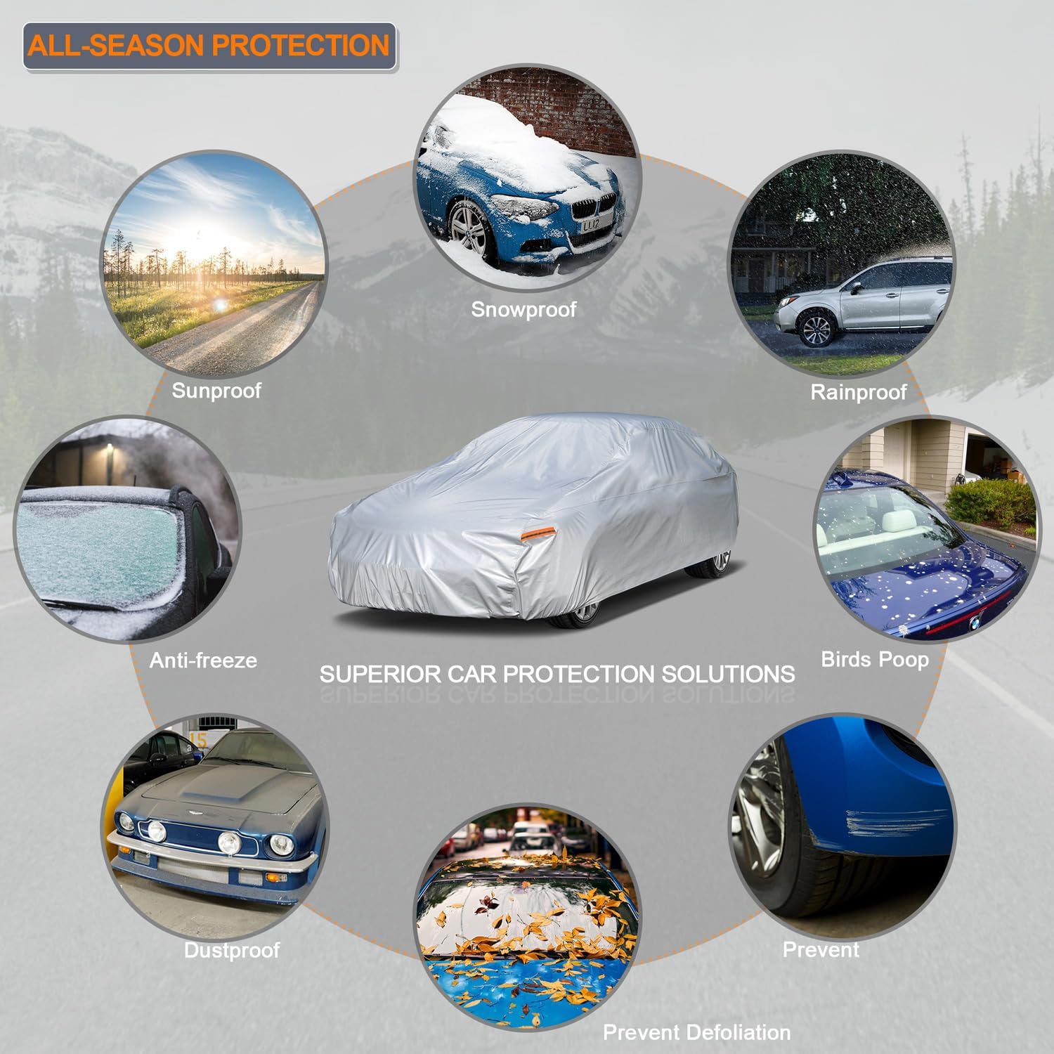 Thumbnail 3 de Kayme Car Cover Waterproof All Weather for Large Sedan (209–218 inches) – Fits Ford Crown Victoria, Cadillac DTS, Grand Marquis, Lincoln Town Car, Impala/Caprice
