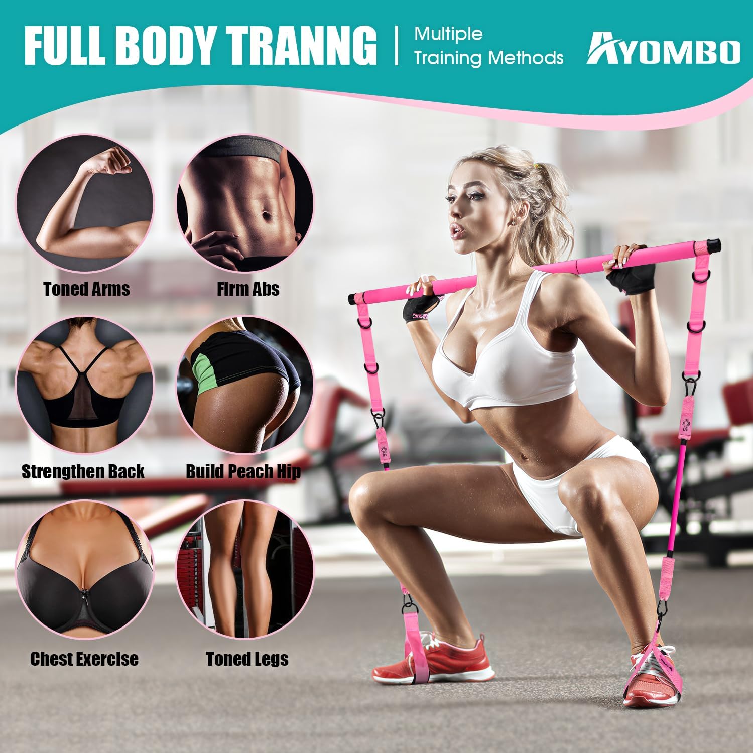 Thumbnail 1 de Ayombo Pilates Bar Kit with Resistance Bands: Portable Full-Body Home Workout