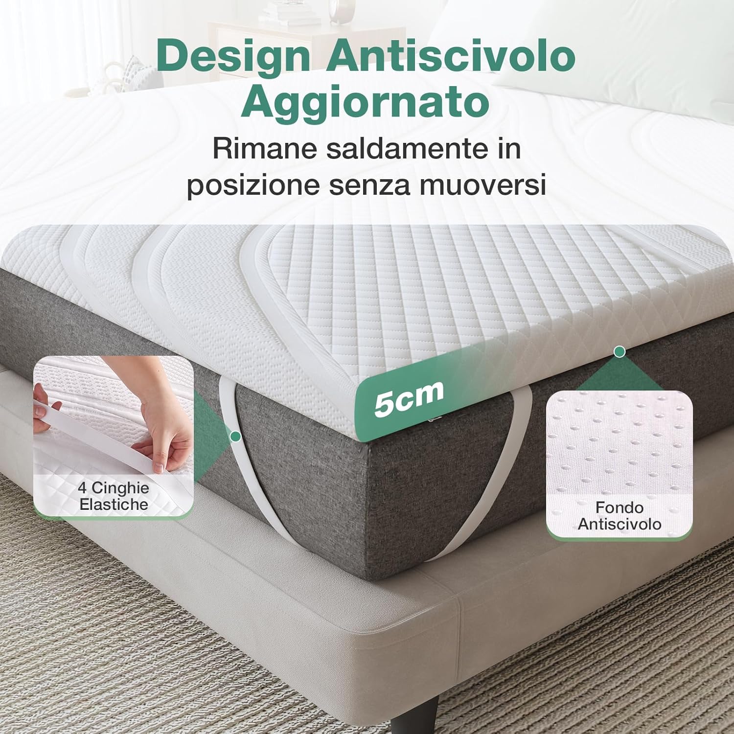 Thumbnail 3 de Novilla Topper 140x200: topper in memory foam e schiuma di supporto 5 cm + rivestimento sfoderabile