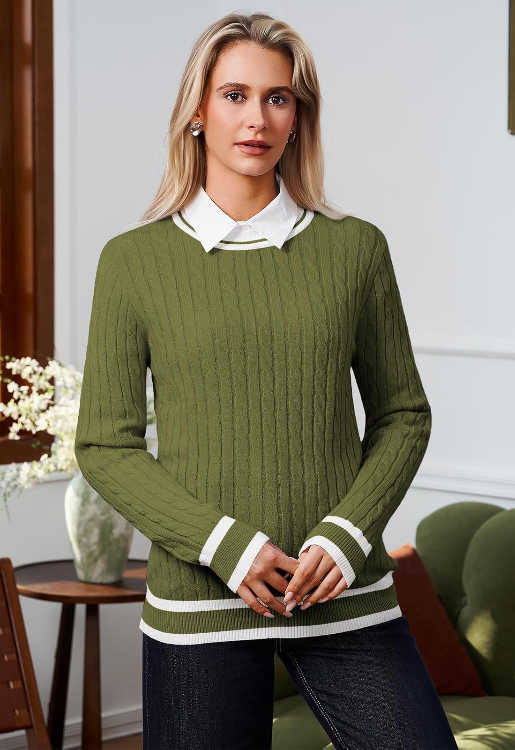 Thumbnail 5 de YUNDAI Womens Cable Knit Jumper UK 8–18