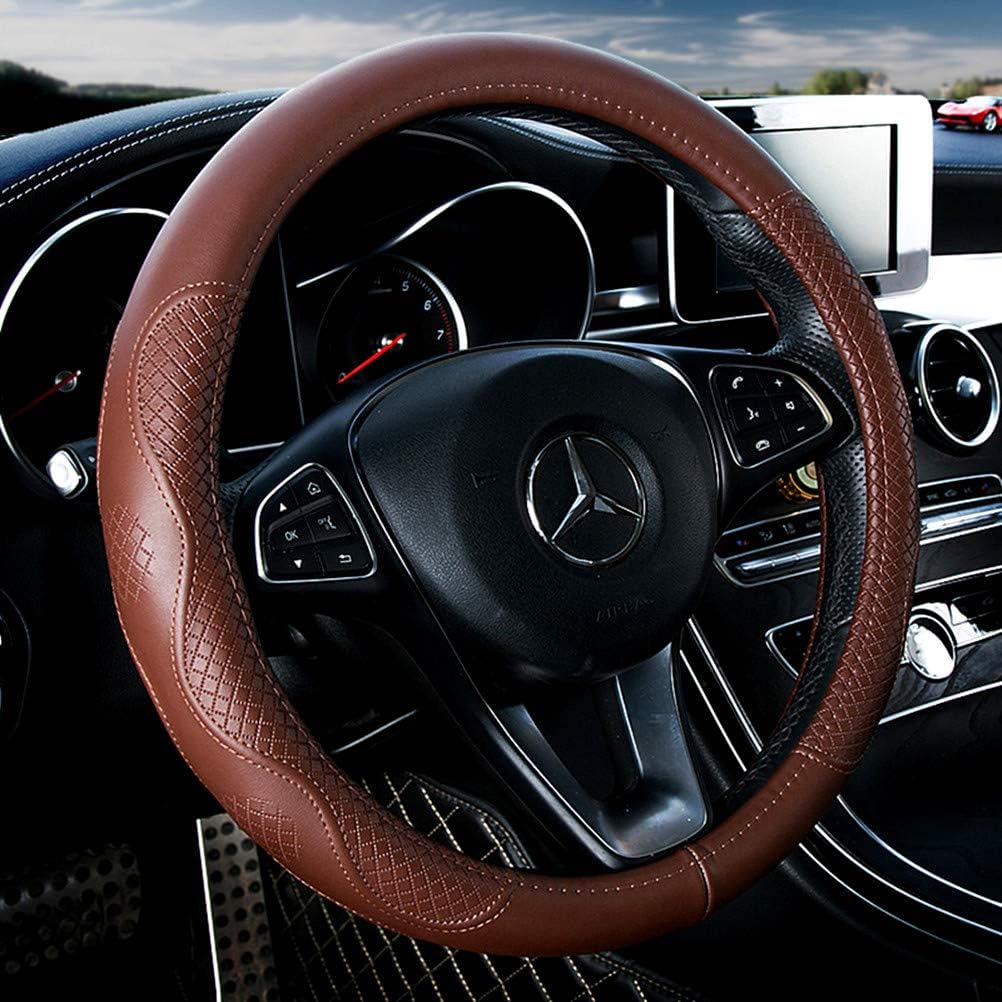 Thumbnail 6 de Menifomory Genuine Leather Cowhide Steering Wheel Cover (Soft SUV Cover, Universal 15 inch fit) – C-Beige