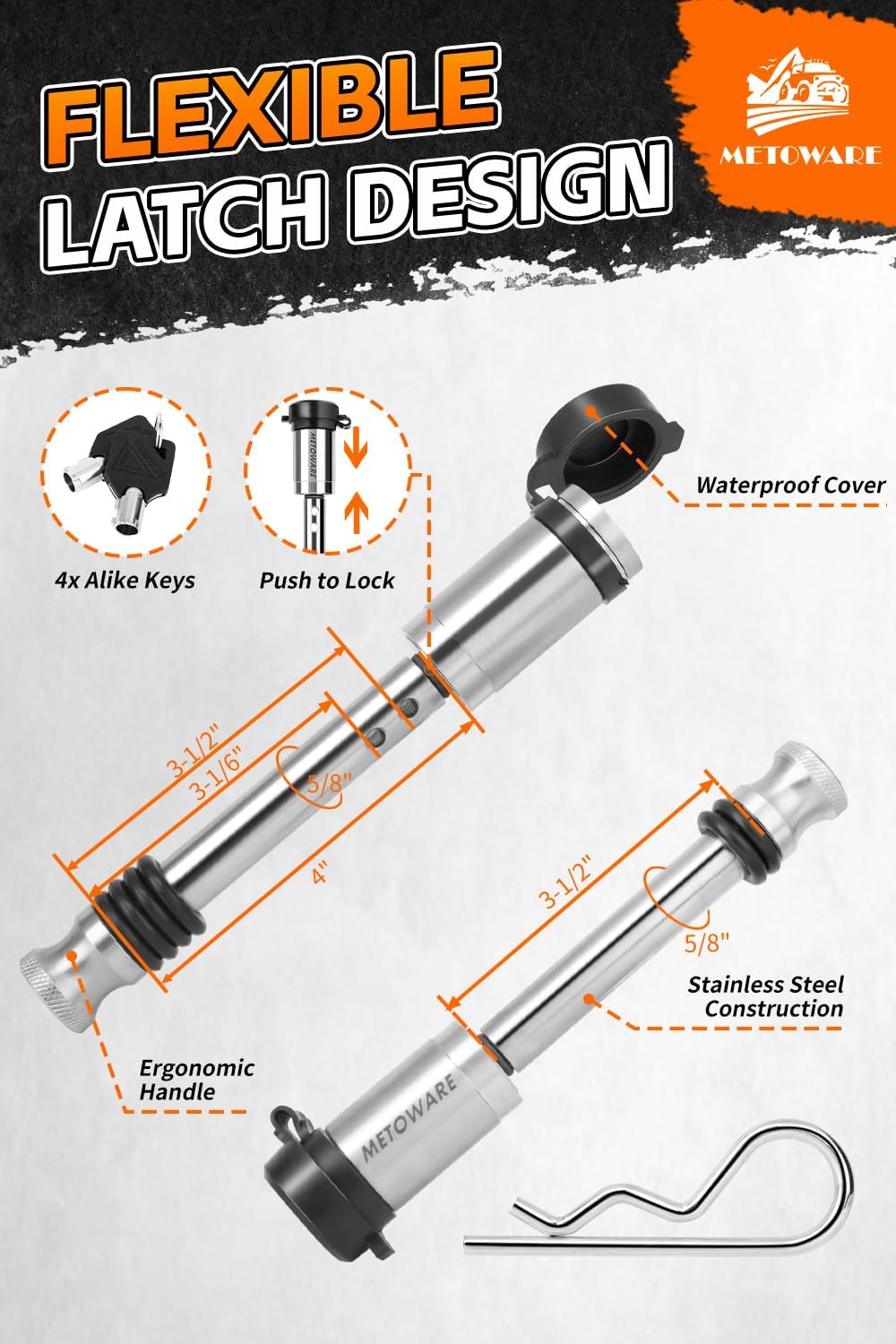 Thumbnail 6 de METOWARE Adjustable Trailer Hitch 18000 lbs 🚚