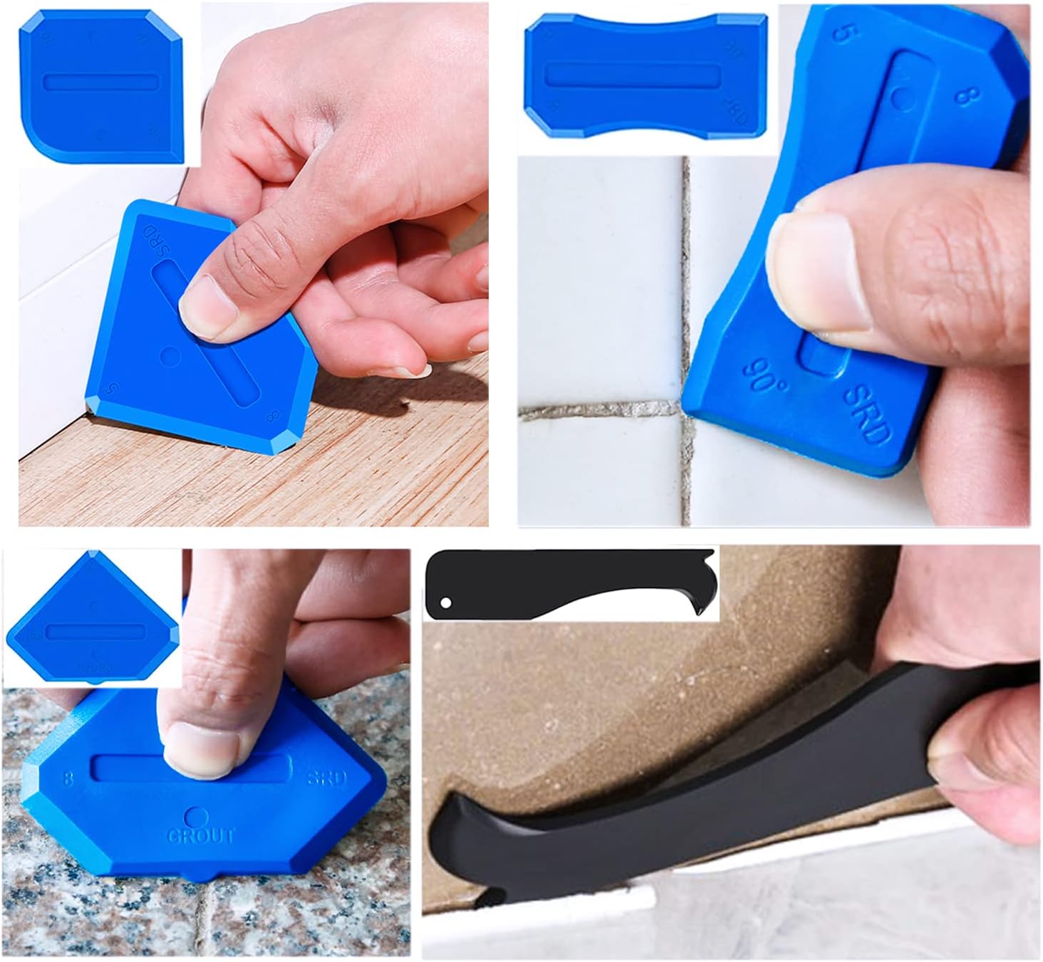Thumbnail 3 de FOLAI Silikonentferner 5-in-1 mit Edelstahlkopf, 5 Silikon-Ersatz & 4 Fugenschaber-Pads (grau)