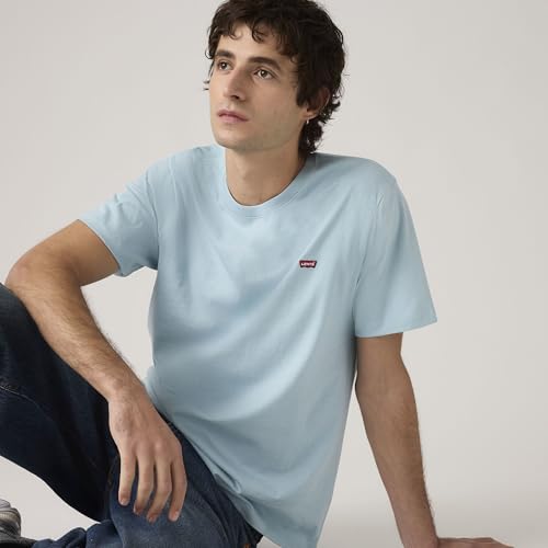 Detalle de Levi's SS Original Hm tee Forget-Me-Not: camiseta básica atemporal con logotipo discreto