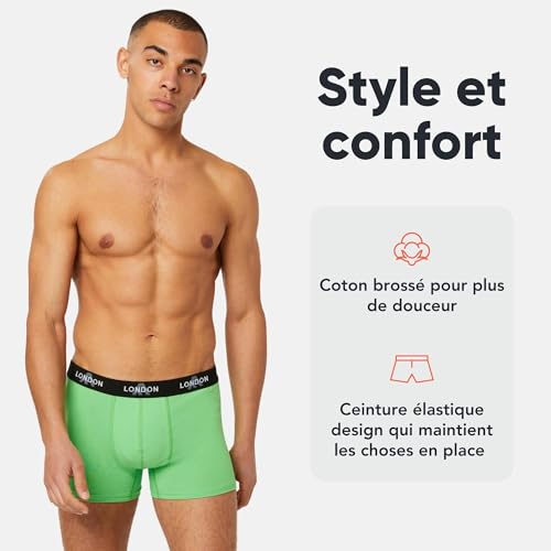 Detalle de Boxers FM London – lot de 4/8 pour hommes avec ceinture élastique, douceur et confort au quotidien