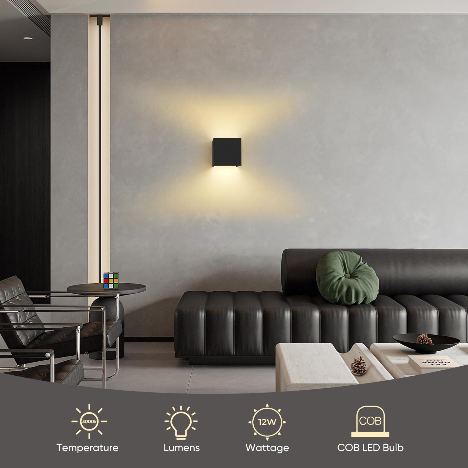 Thumbnail 5 de vatato 2 Stück LED Wandleuchte 12W – Innen/Outdoor Aluminium Wandlampe, 3000K Warmweiß, IP54, Einstellbarer Lichtstrahl, Schwarz