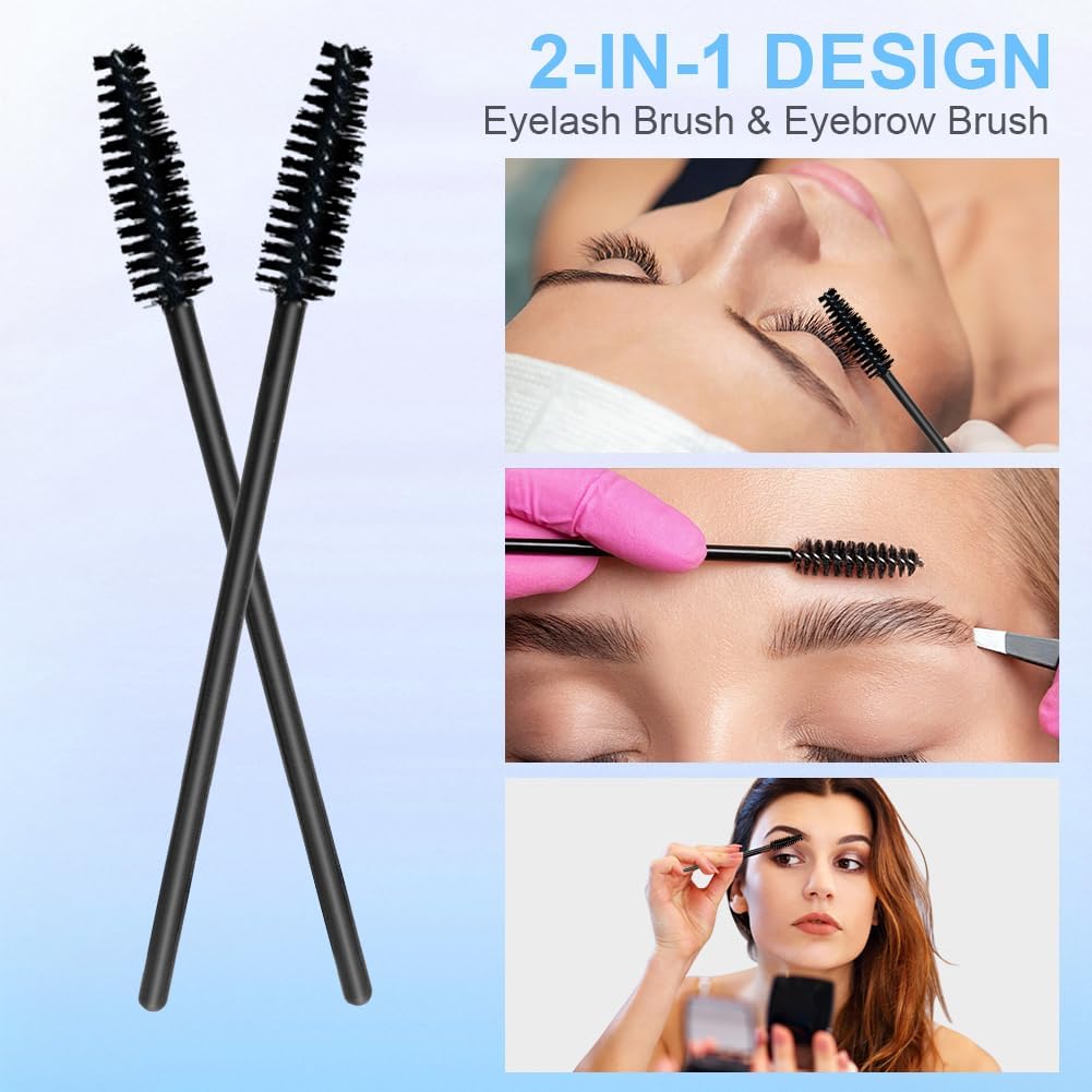 Detalle de LOPHE Brosse à cils jetable 200 pièces : souples et portables pour extensions, sourcils et maquillage nomade