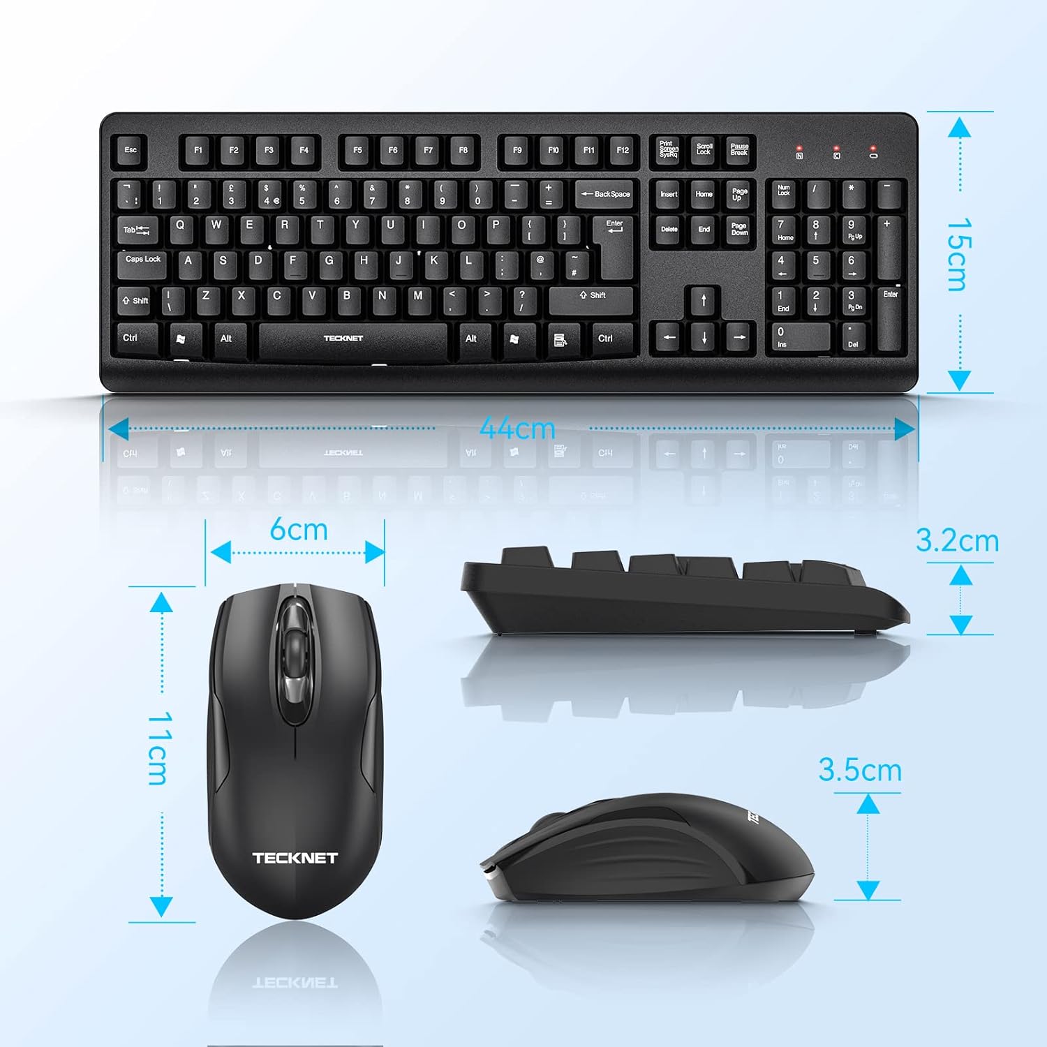 Thumbnail 6 de TECKNET Wireless Keyboard and Mouse Set UK layout 🎧