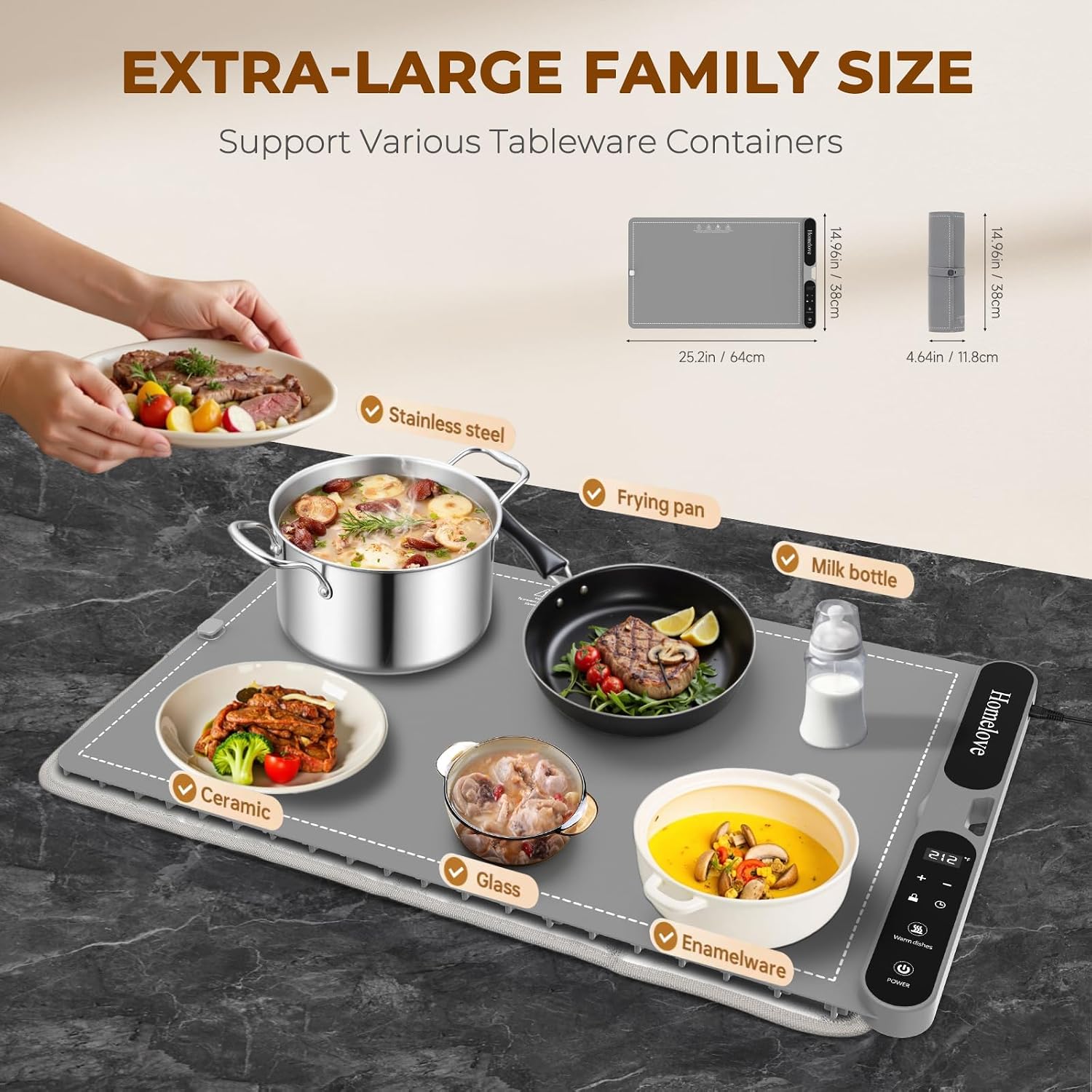 Detalle 2 de Homelove Food Warming Mat 25.2 x 14.96 Inches