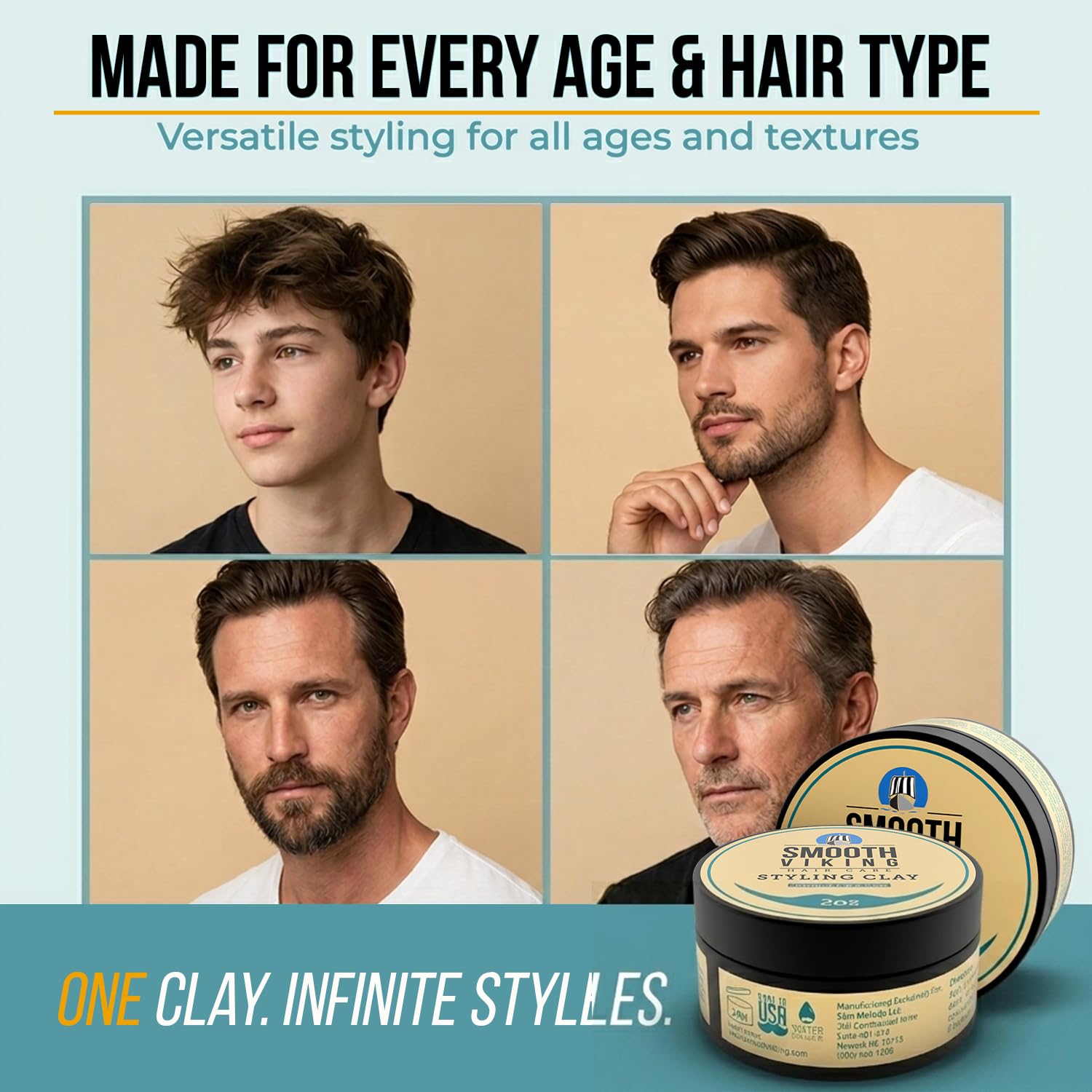 Thumbnail 1 de Smooth Viking Hair Clay for Men: Strong Hold, Matte Finish, Easy Wash Out