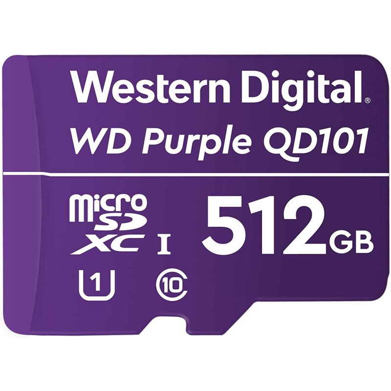 Detalle de WD Purple SC QD101 MicroSDXC 512GB: alta durabilidad para videovigilancia