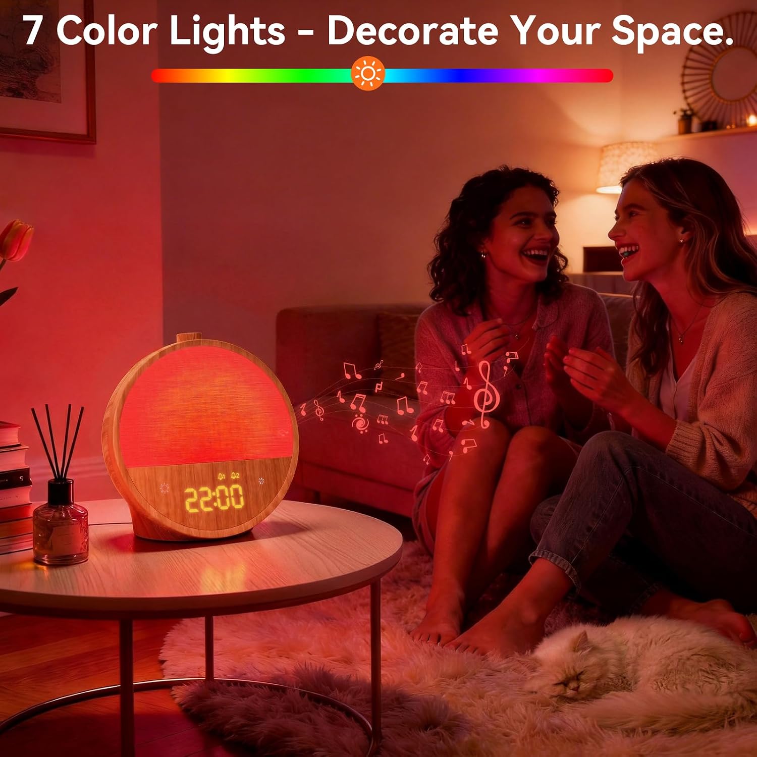 Detalle de blonbar AJ330 daglichtwekker met zonsopganglicht, 2 alarmen en RGB