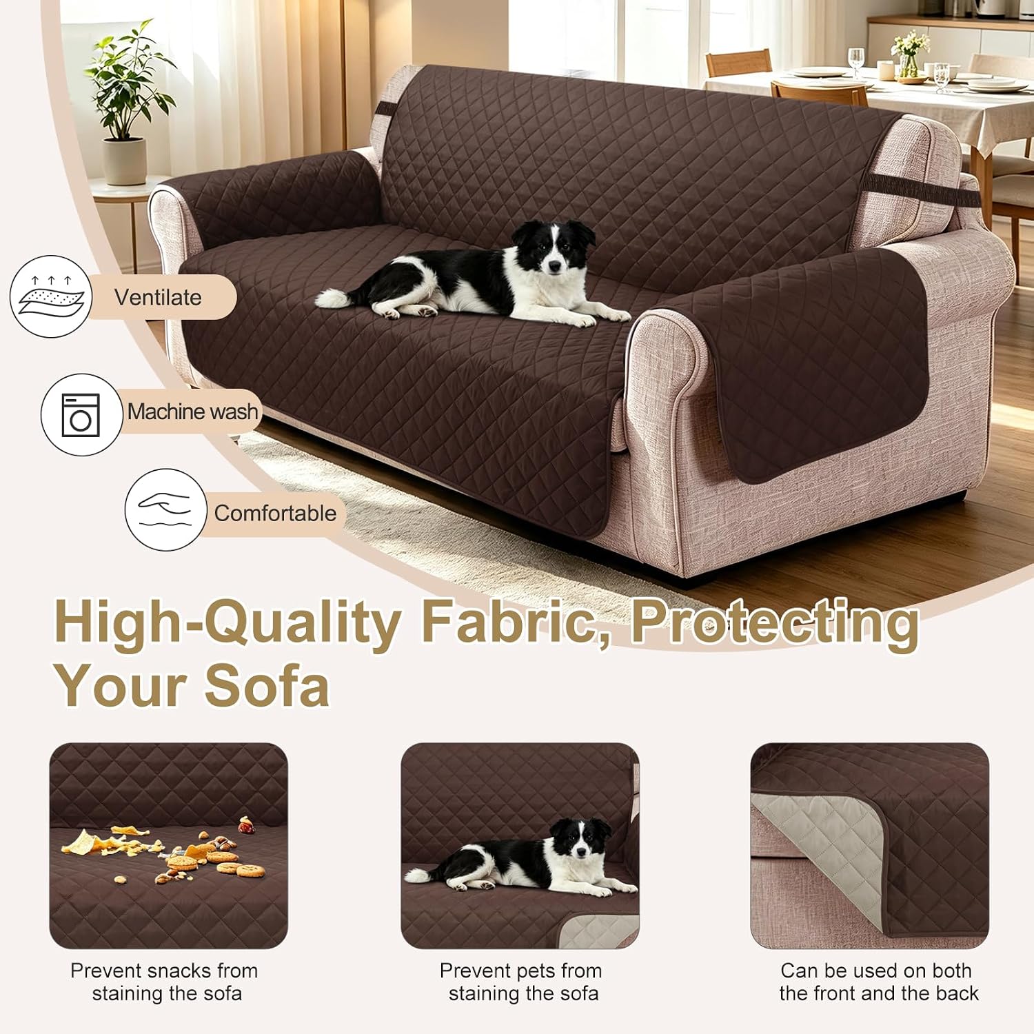 Thumbnail 5 de Luxshare Reversible Couch Cover for 3-Cushion Sofa 🛋