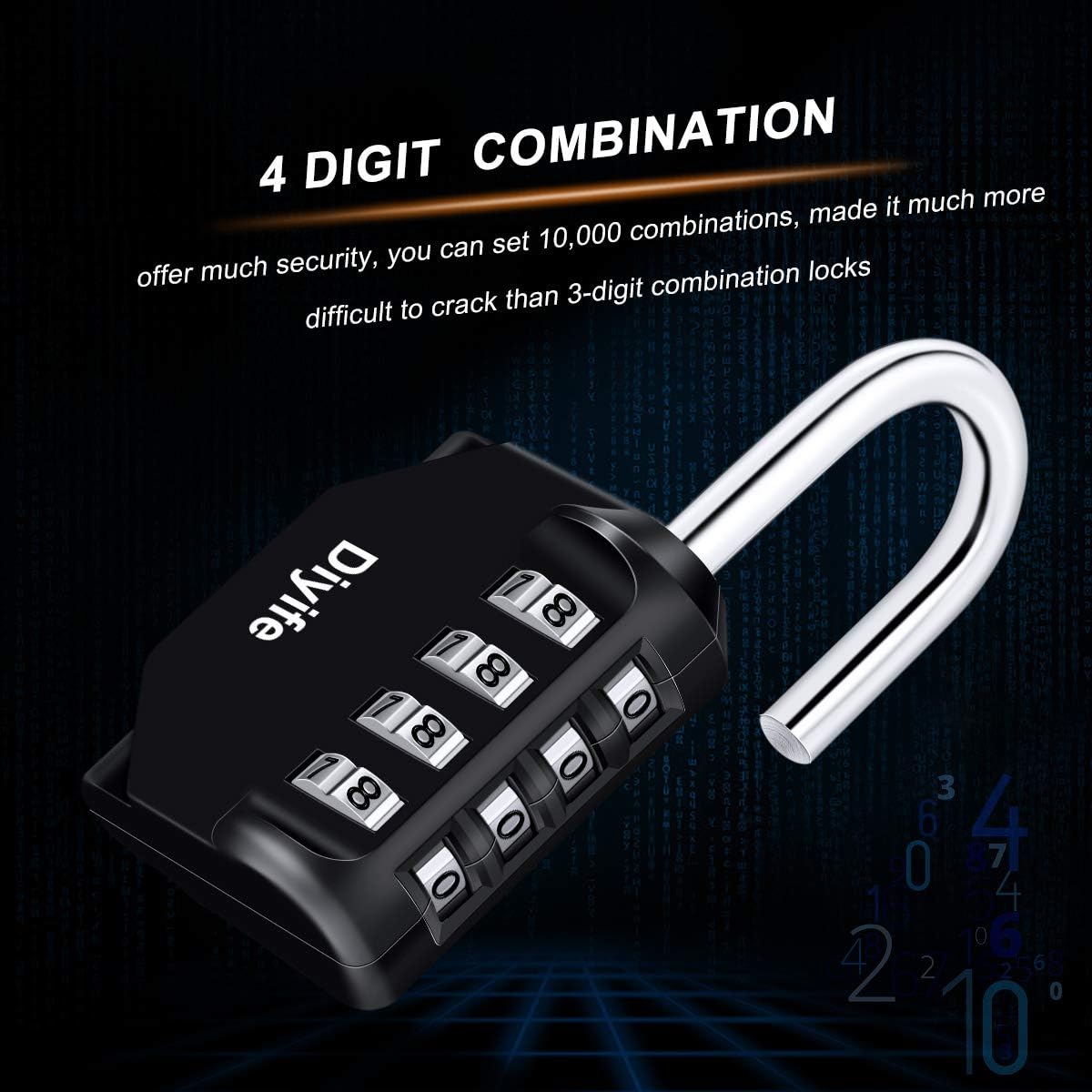 Thumbnail 3 de Diyife 4-Digit Combination Padlock (3 Pack) for outdoor lockers, sheds and gates