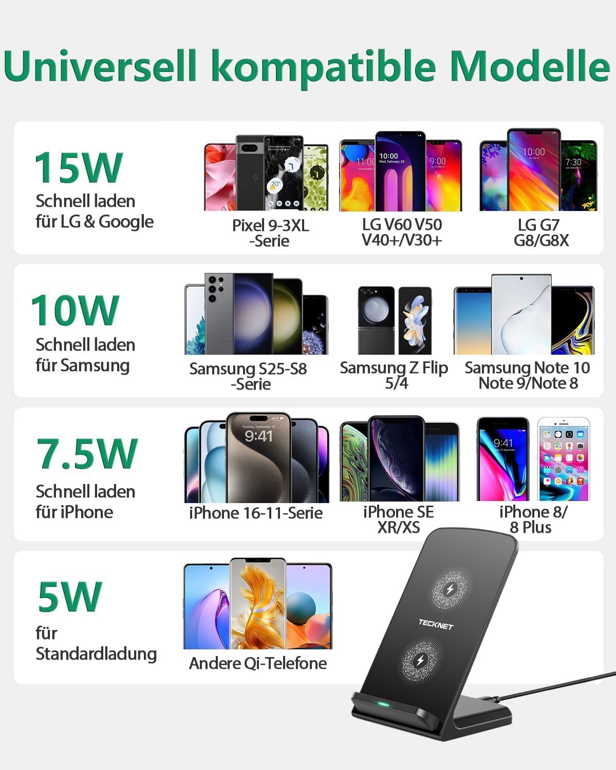 Thumbnail 3 de TECKNET Wireless Charger Stand 15W Qi
