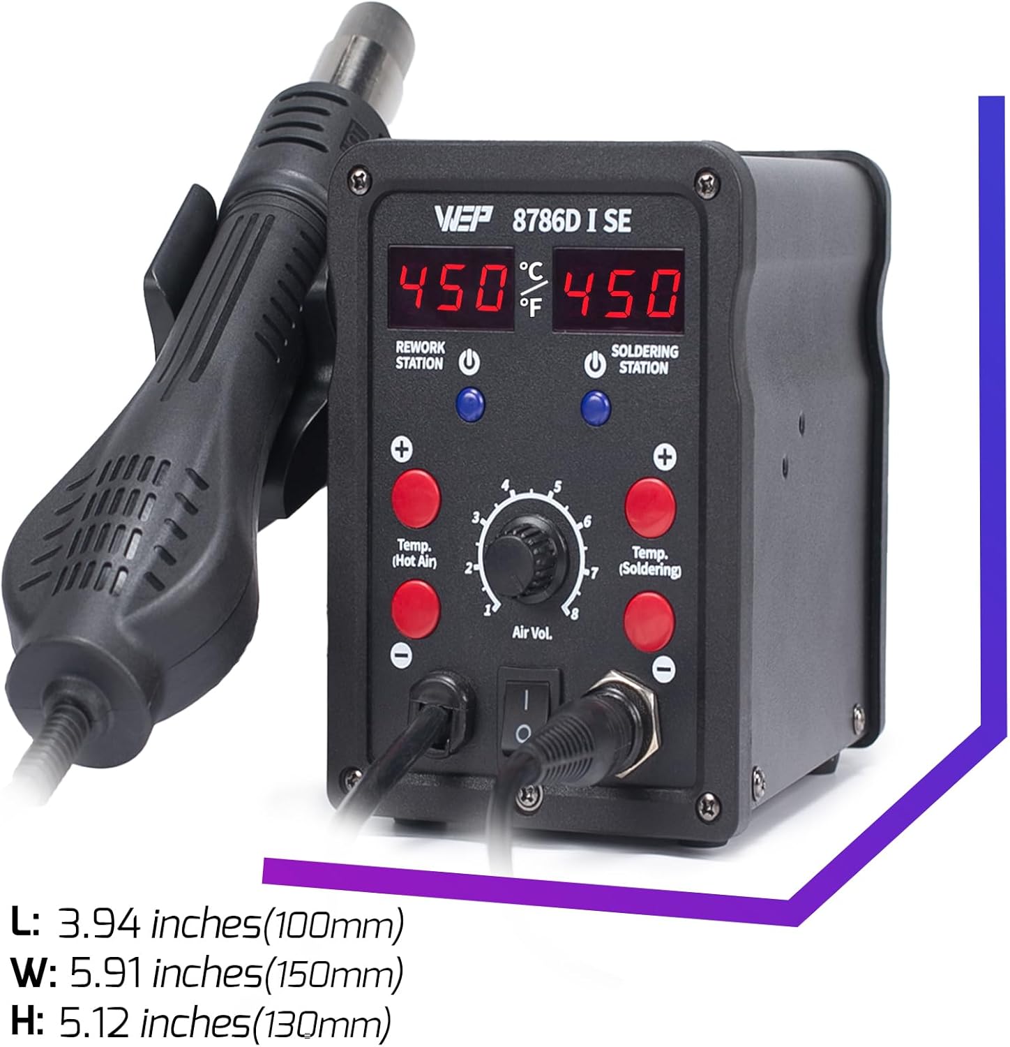 Thumbnail 6 de WEP 8786D-I SE Kit station de soudage à air chaud 2-en-1 pour réparation