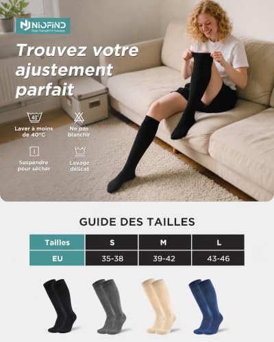 Thumbnail 8 de Niofind Chaussettes de Compression Homme & Femme – 2 Paires, 65% Coton