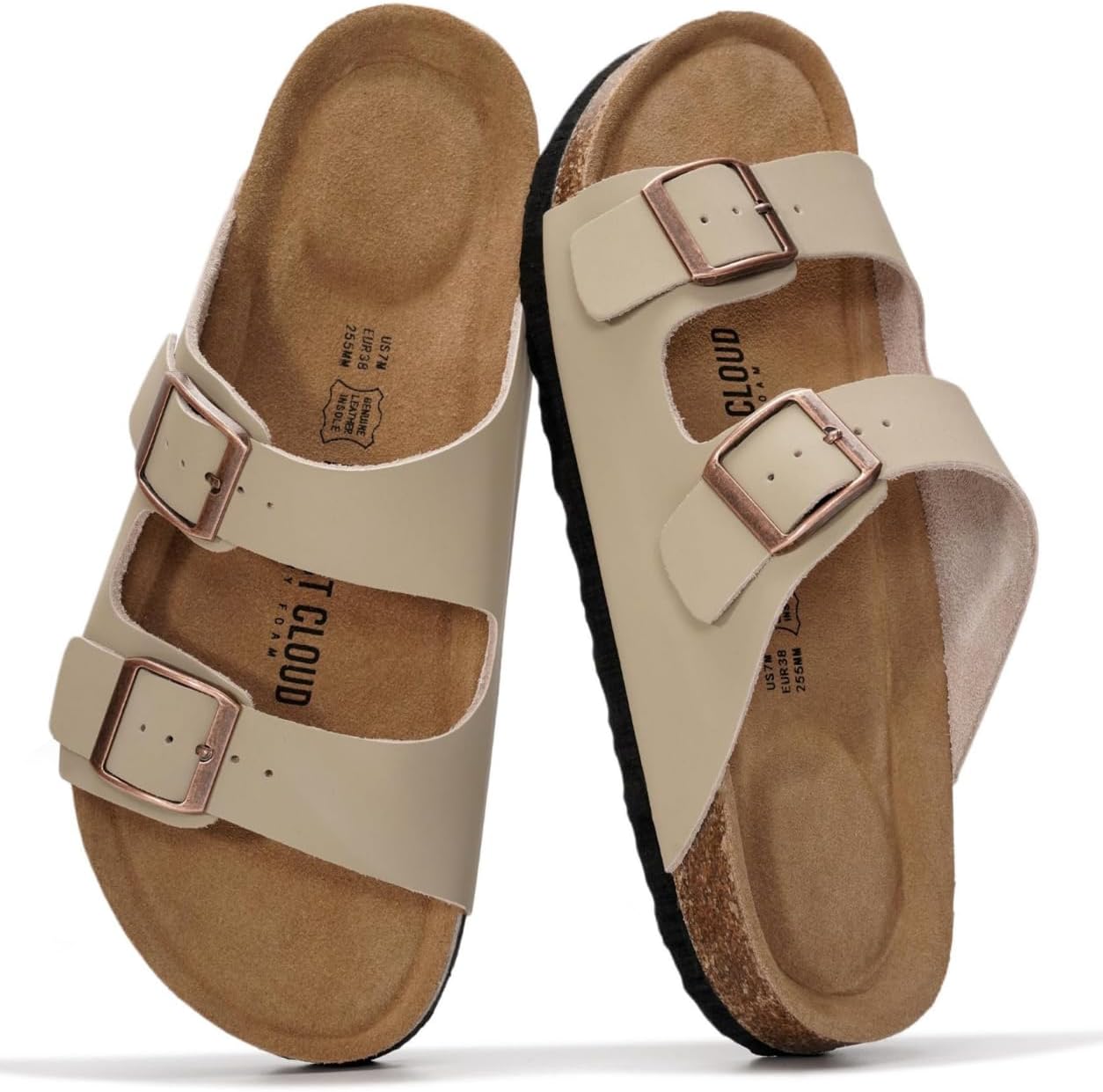 Detalle de Project Cloud Sandals: Genuine Leather Flat Sandals for Women