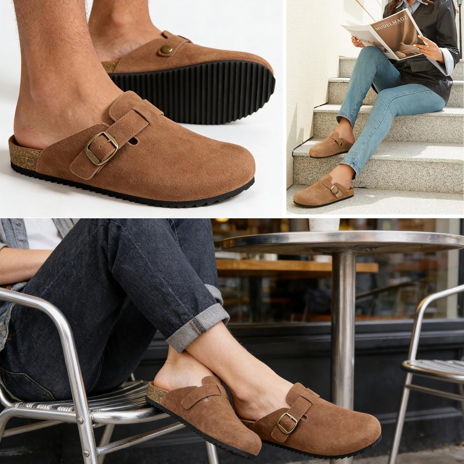 Thumbnail 1 de Sabot Donna Ciabatte Uomo Chiuse con Comodo Plantare in Pelle – Sandali Ciabatta Traspirante 36–46