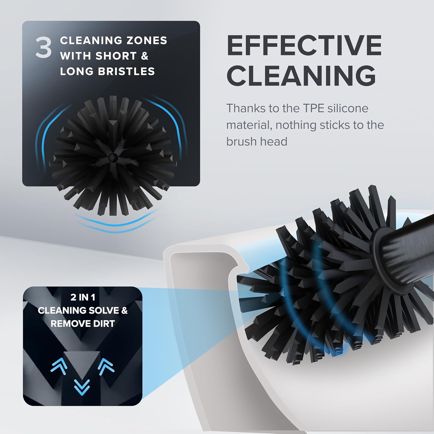 Thumbnail 1 de Ovimar Brosse de Toilettes Snohetta Gunmetal — Brosse silicone avec réservoir et porte-balai en acier inoxydable