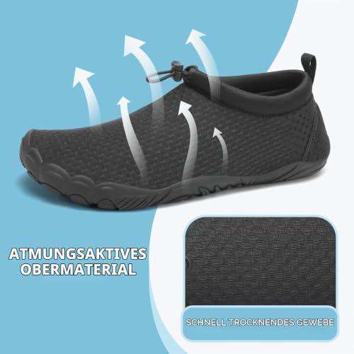 Detalle de Mishansha Herren Barfuß Wasserschuhe Massiv Schwarz Gr.42