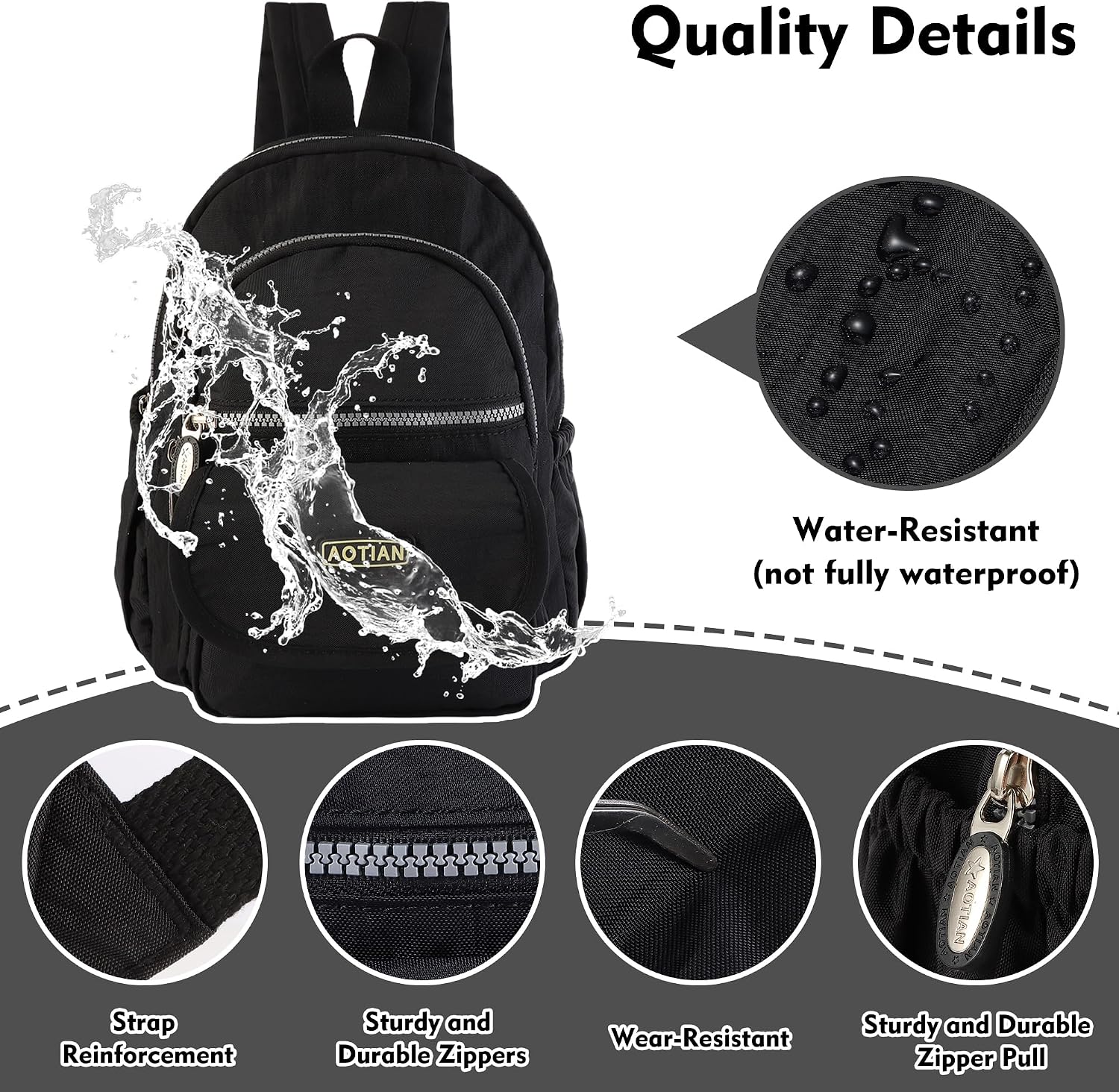 Thumbnail 4 de AOTIAN Nylon Lightweight Sturdy Little Casual Backpack 7 L