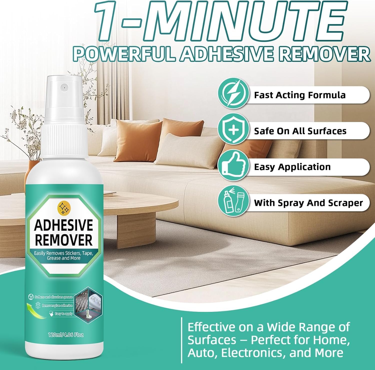 Thumbnail 1 de Sticky Stuff Remover & Adhesive Remover (120ML) with Plastic Scraper – Sticker, Label and Decal Gel