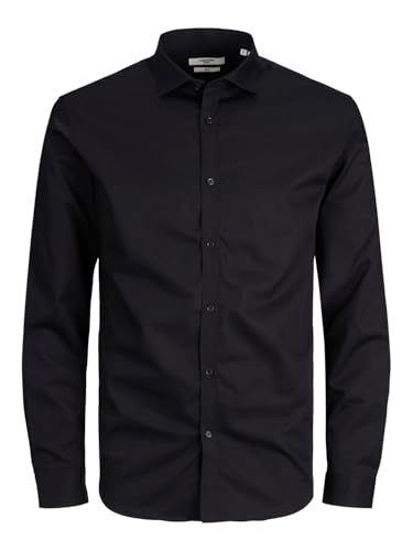 Detalle de JACK & JONES Jprblacardiff Shirt L/S Noos – Camicia Uomo Slim Fit nera, M