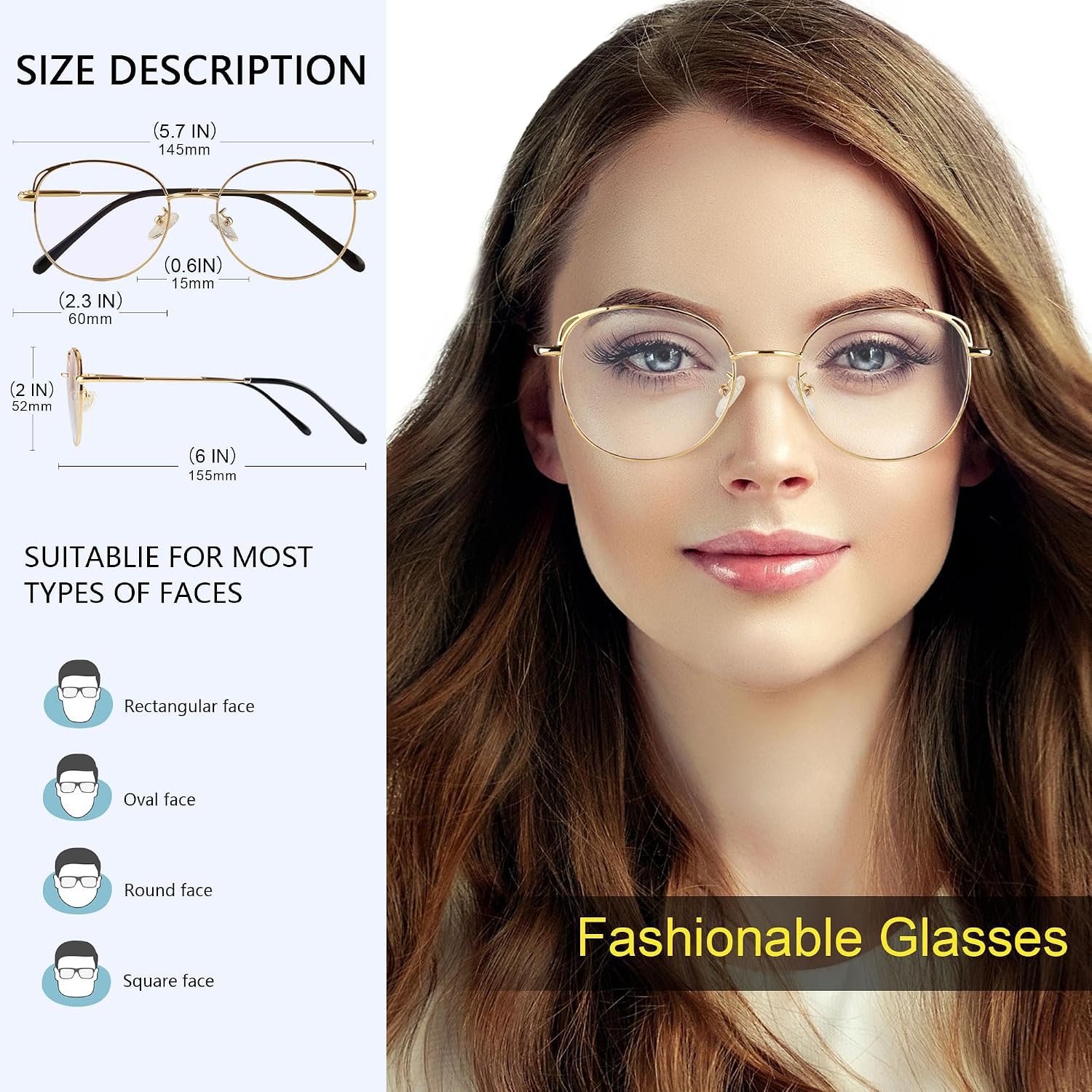 Detalle de COOLOO Blue Light Glasses – Anti-Blue Light, Round Retro Frames for Everyday Comfort