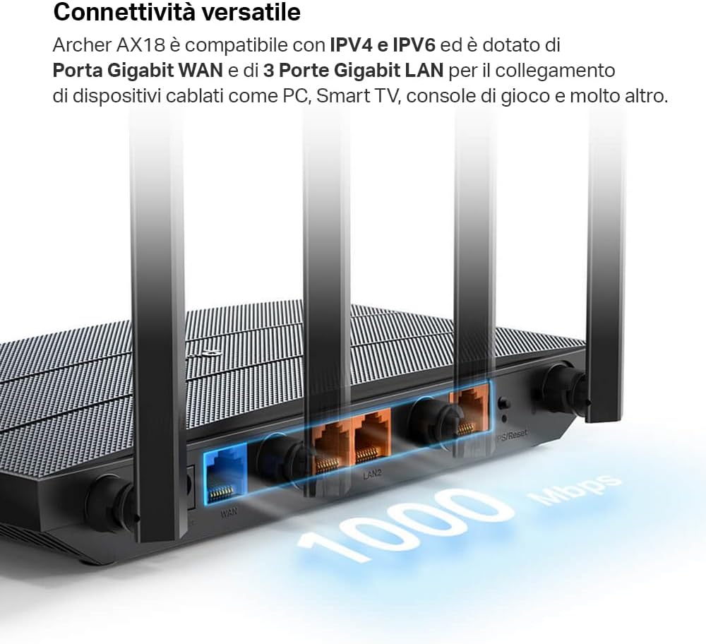 Thumbnail 3 de TP-Link Archer AX18 AX1500: router Wi‑Fi 6 dual‑band con 4 antenne e gestione familia