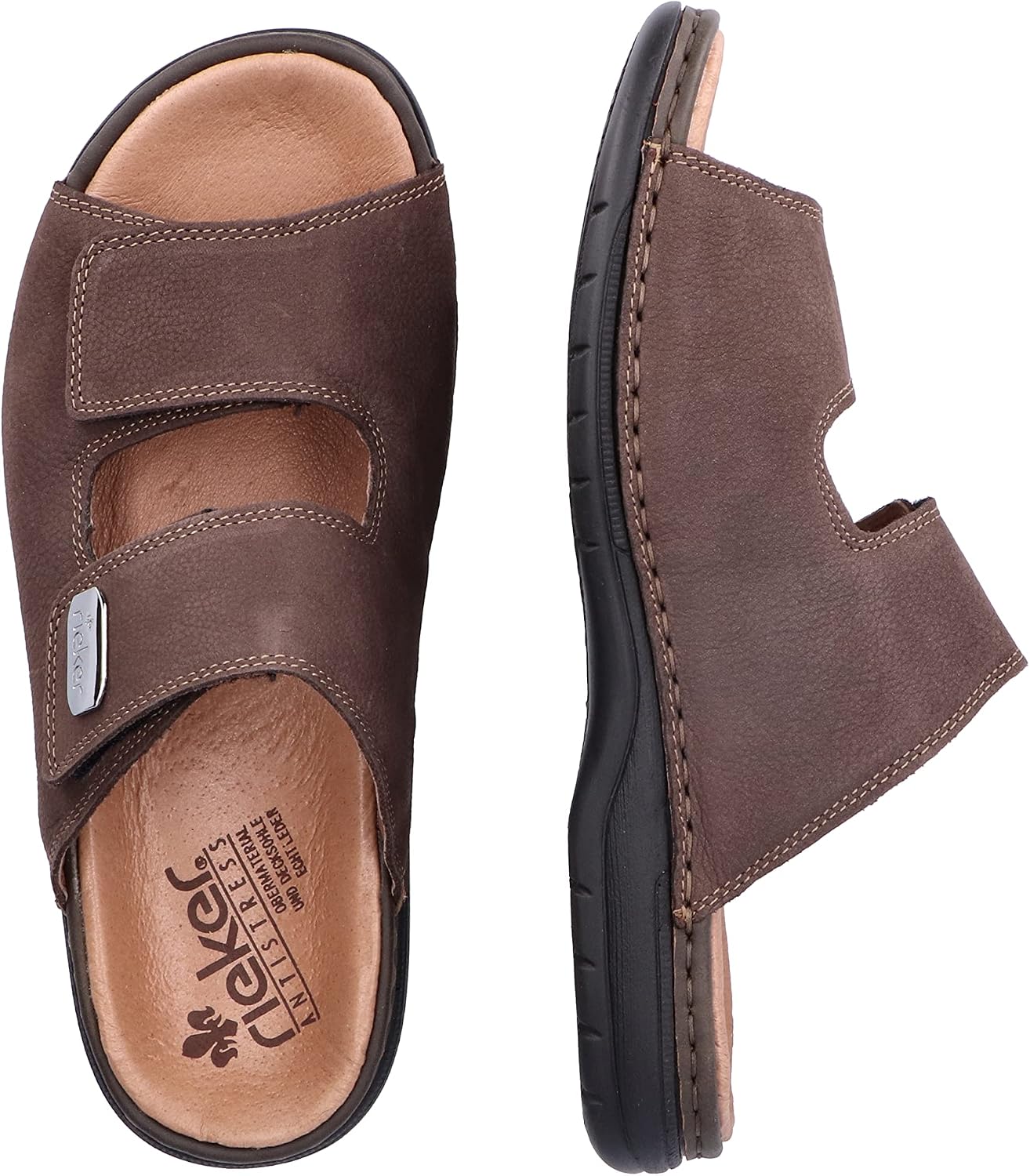 Thumbnail 6 de Rieker FSK Pantoletten Herren braun NEU – Komfortleder, robuste Passform