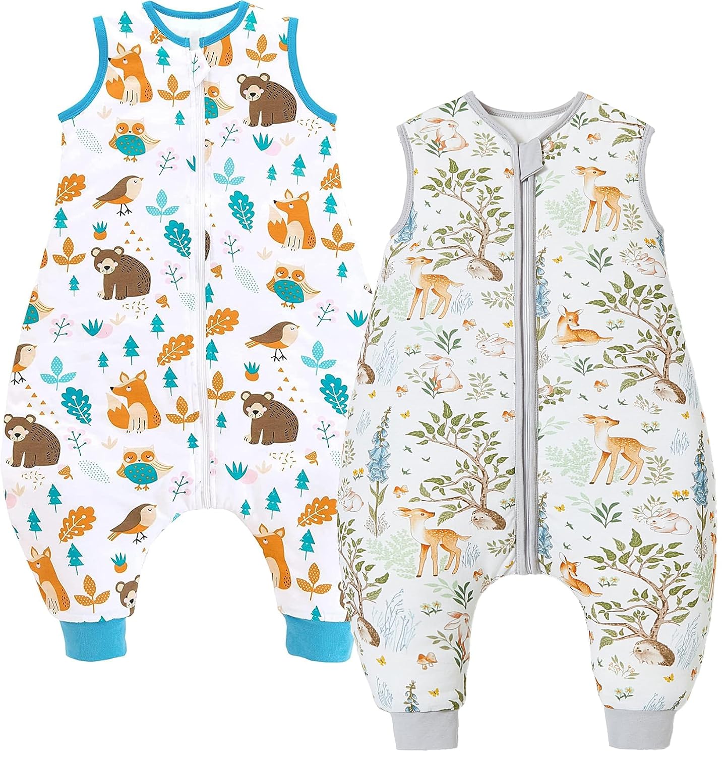 Detalle de Chilsuessy 2er Pack Baby-Schlafsack mit Füßen 2.5 Tog (90 cm) – Winter-Set mit Wald & Bären