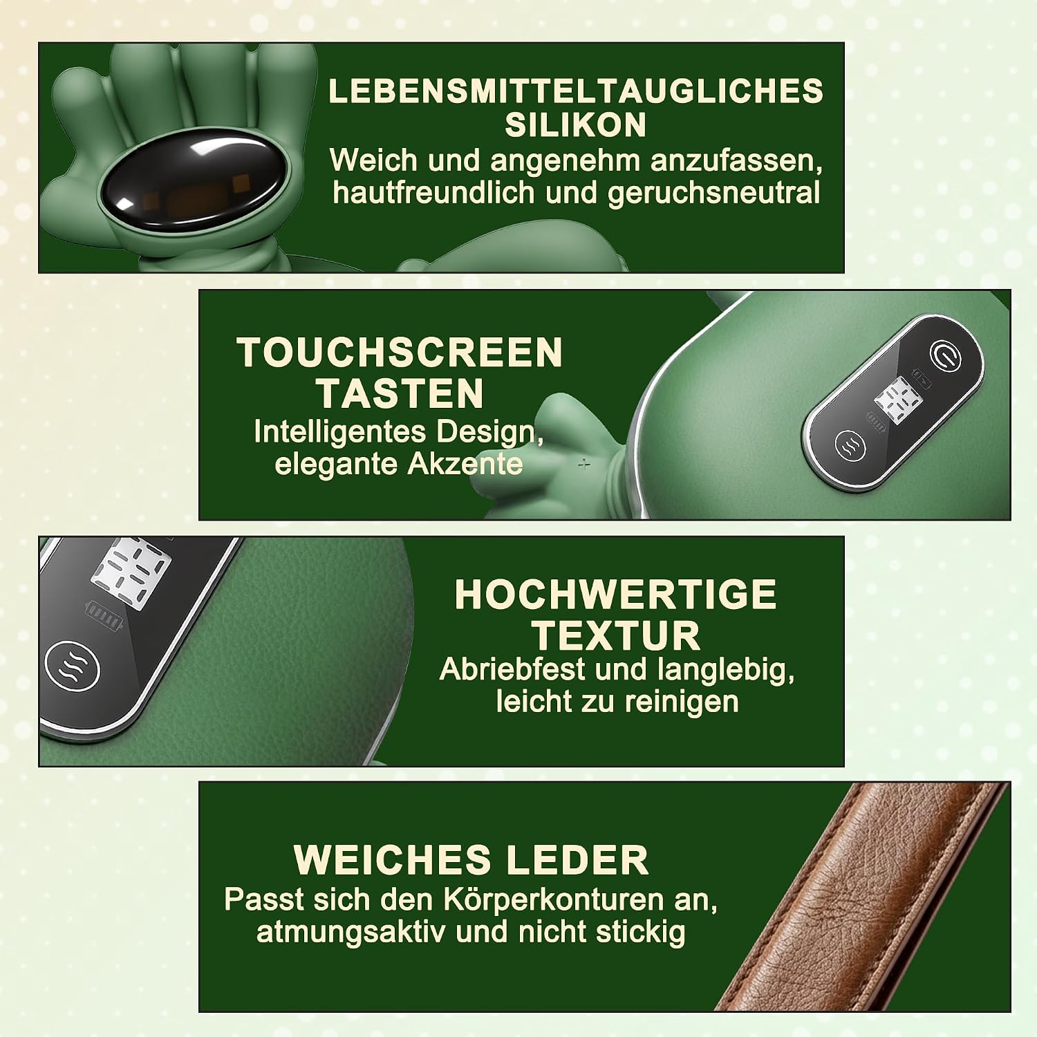 Detalle de Massagegerät 4D Nackenmassagegerät mit Touchscreen-Tasten, 3 Programmen und 2 Heizstufen
