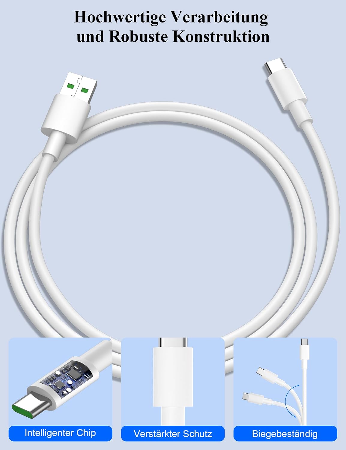 Detalle de TOPAUX 80W USB-C Kabel 6A – Schnelles Laden & Datenübertragung für OPPO Schnellladung