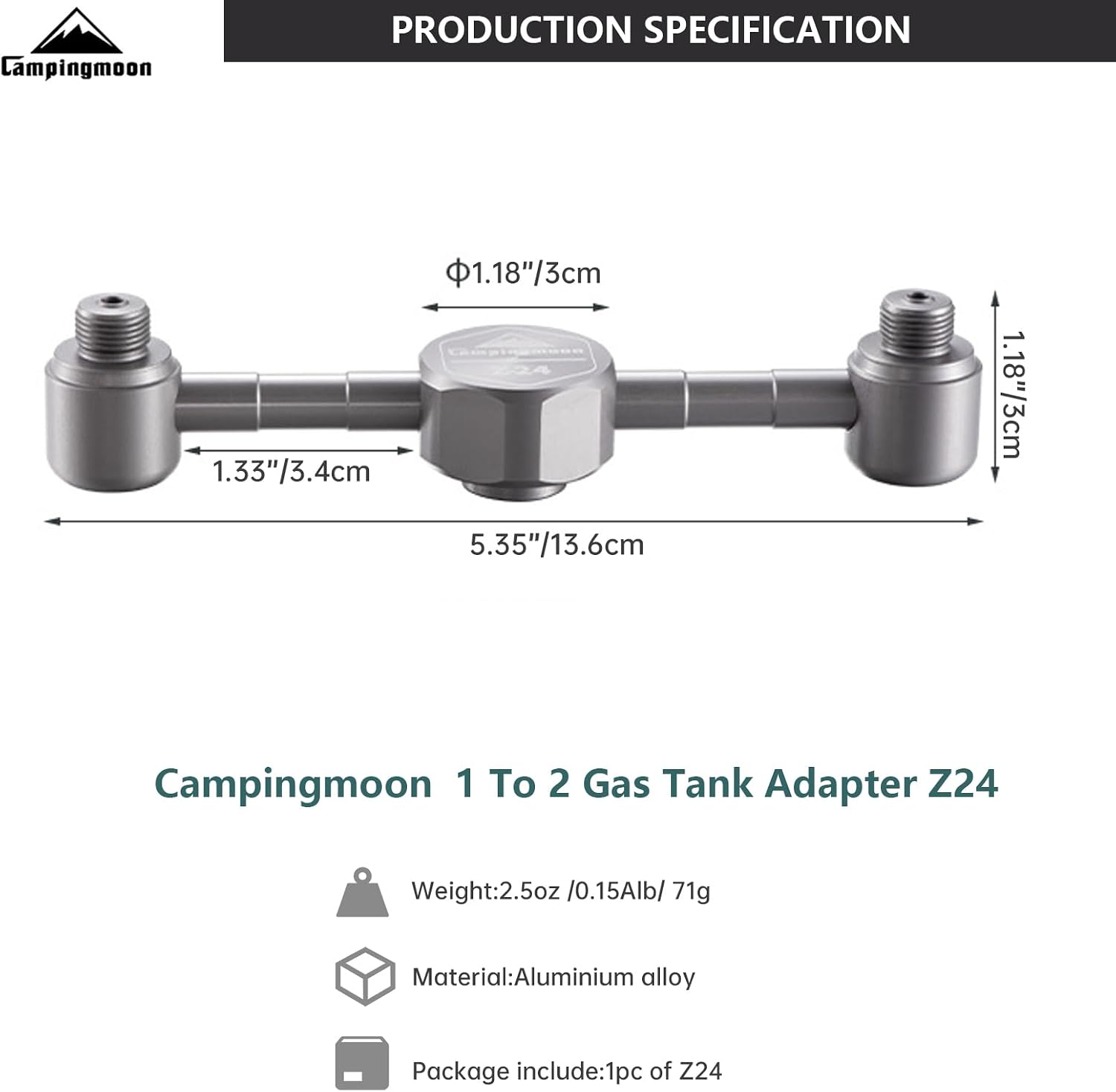 Detalle 2 de Camping Moon Two Supply One Gaskartuschen Adapter (EN417/Lindal) für Campinglaternen