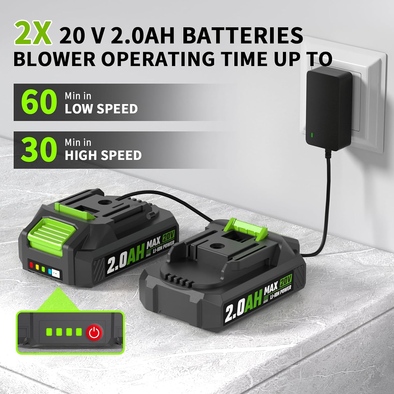 Detalle 2 de 20V Cordless Leaf Blower 2 x 2.0Ah batteries 🍃