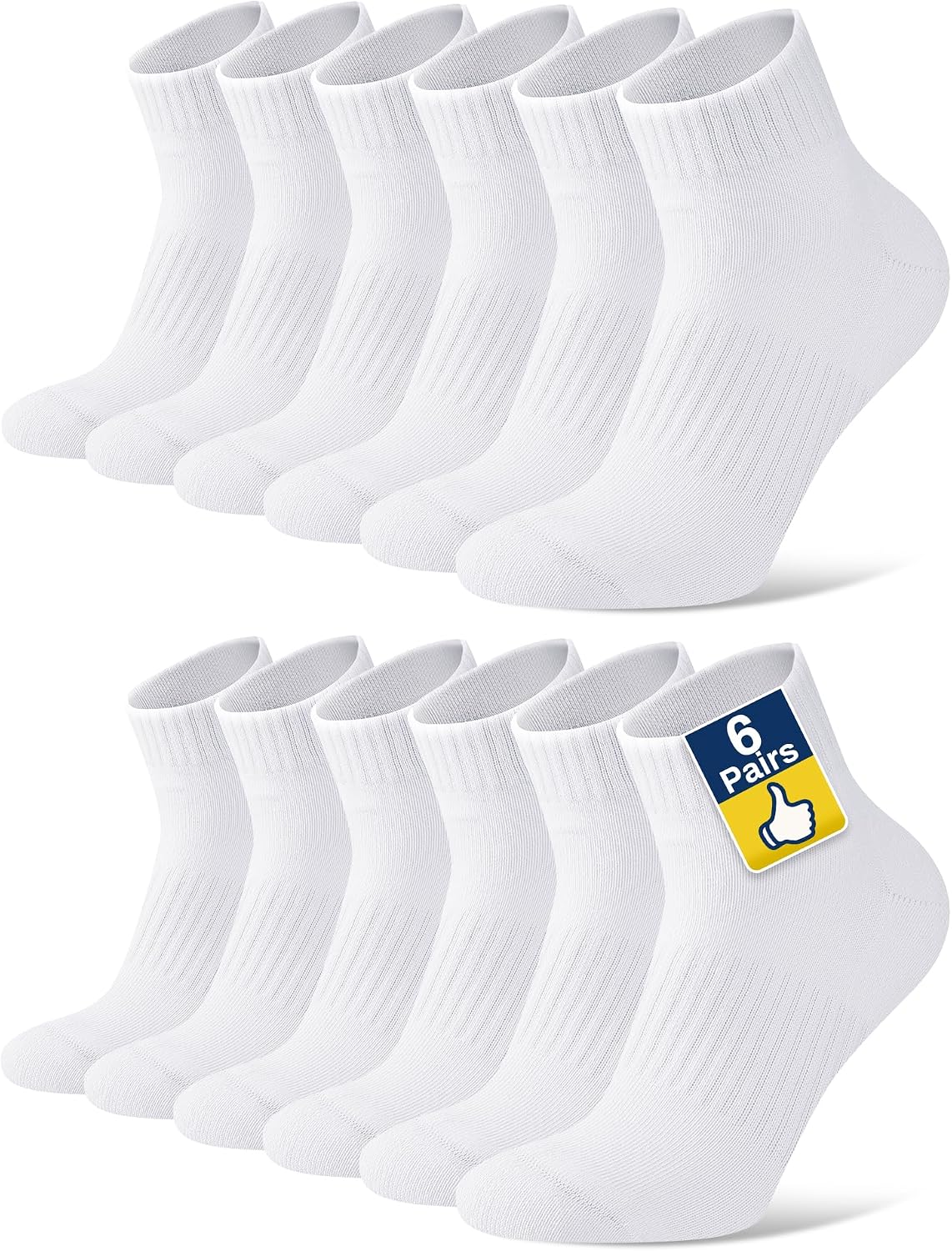 Detalle de Niofind Sport Ankle Socks for Men and Women – Cushioned, Anti-Blister, Breathable Cotton, 3/6 Pairs