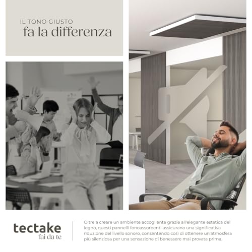 Detalle de TecTake Set di 2 Pannelli Acustici in MDF con Impiallacciatura di Rovere – Design moderno e assorbimento sonoro efficace