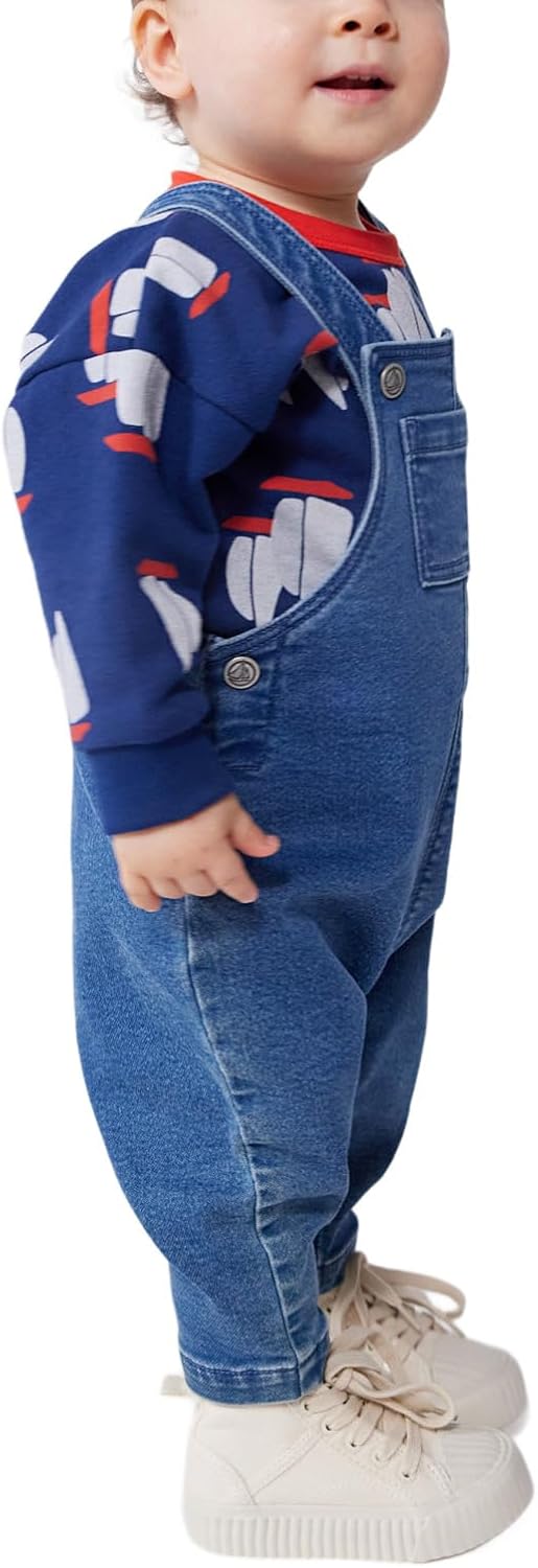Thumbnail 6 de Petit Bateau Salopette Longue Bébé Garçon — jean élasthanne, bretelles réglables et bavette à poche