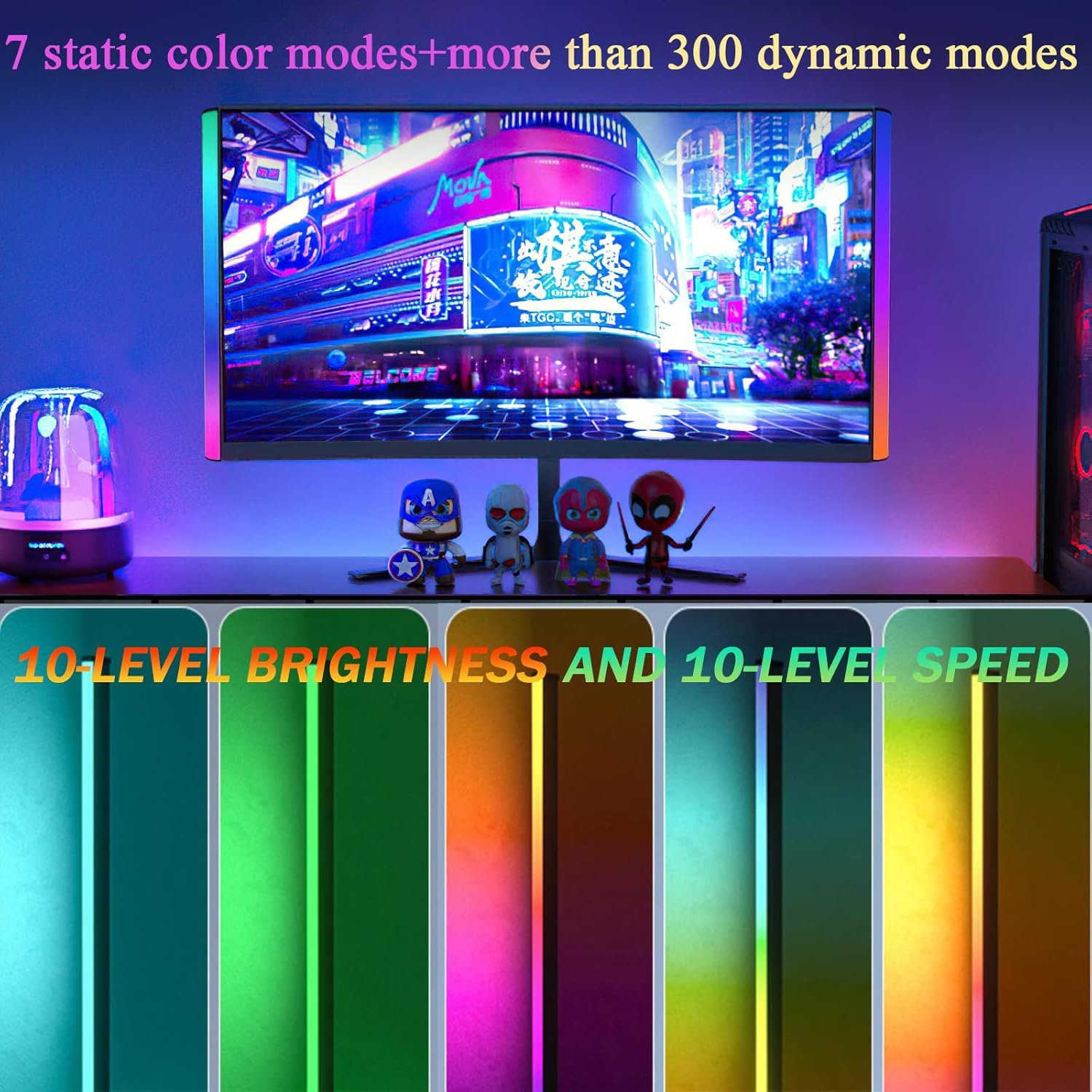 Thumbnail 1 de Melofo RGB Under Monitor Light Bar with RGBIC, Bluetooth App control and remote