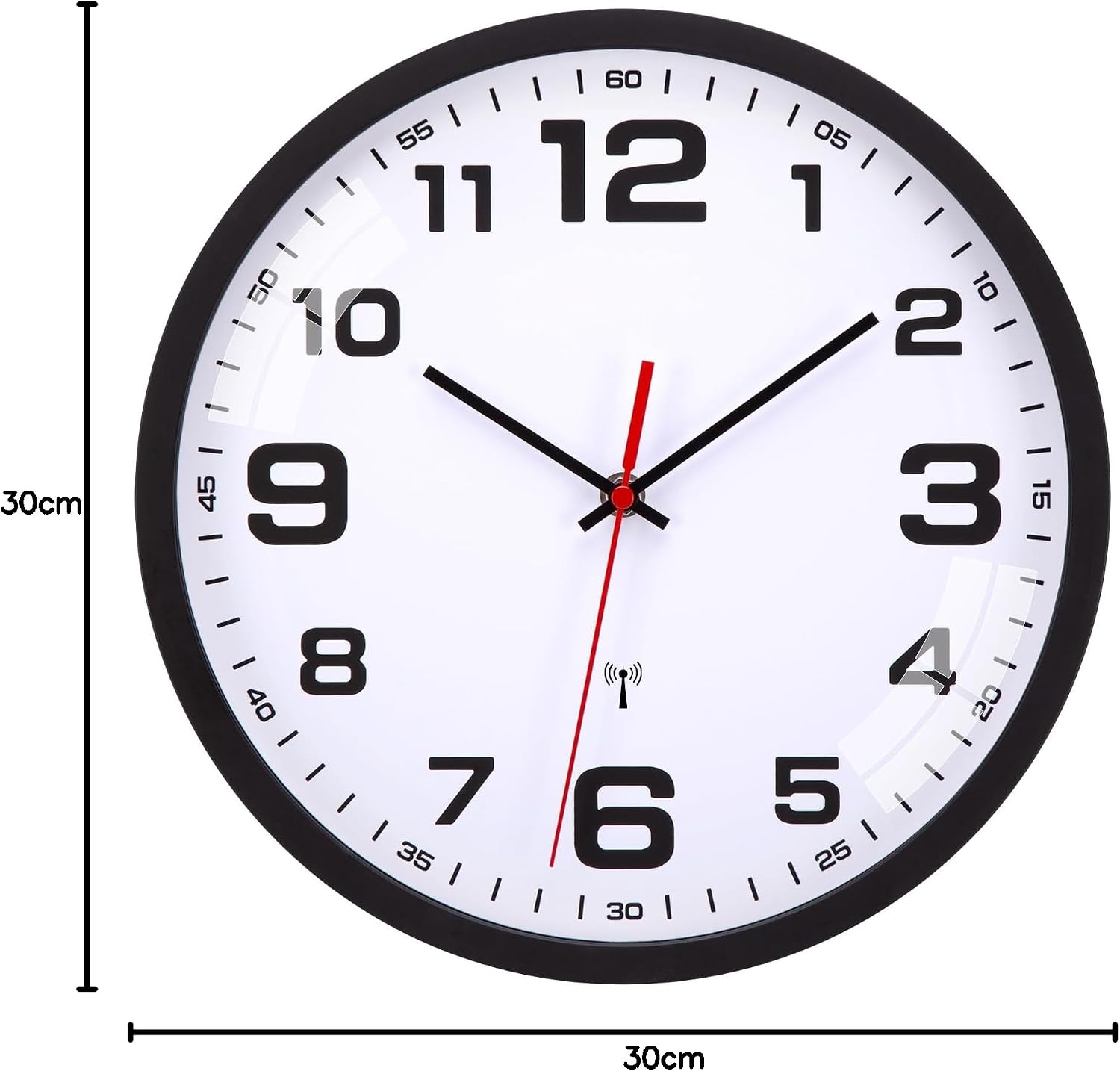 Detalle 2 de Warminn Horloge Murale Radio-pilotée radiostyrd väggklocka, 30 cm, tyst