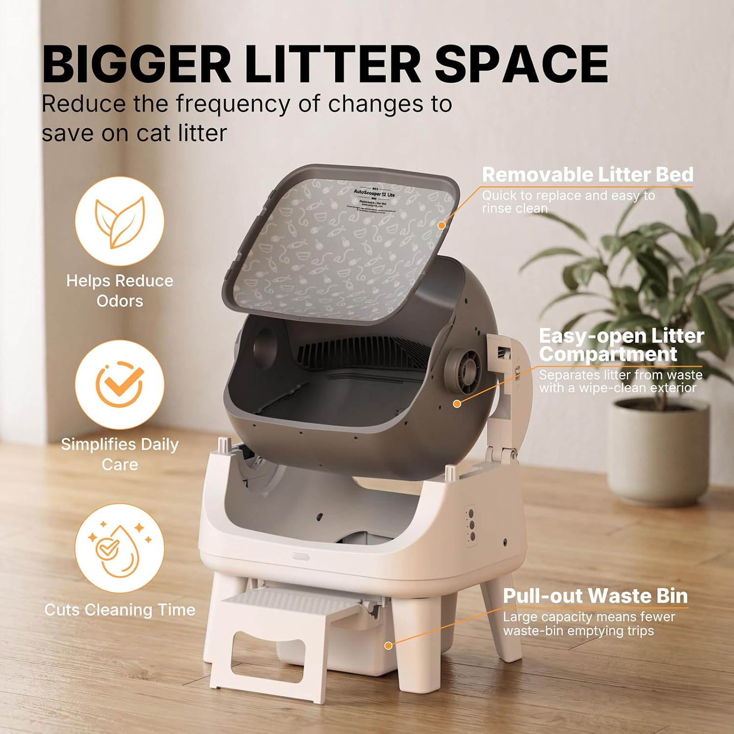 Thumbnail 6 de Automatic Cat Litter Box with 8L Waste Bin